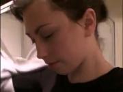 Busty babe takes off her top