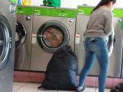 Latina teen at the laundromat