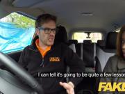 Fake Driving School young ebony learner enjoys creampie for