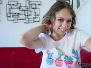 Zoe Clark fucking her stepdaddy and tasting his load