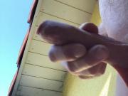 Jerk off and cum on the balcony 1