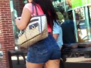 Super Sexy Latina Short Shorts Walking