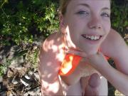 Pretty blonde teen public blowjob, fucked and given cumshot