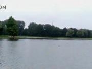 Boy masturbating outdoor at the lake