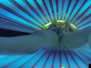 Tanning Bed Solarium Sonnenbank Fun Pierced Pussy and Dildo