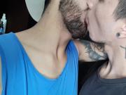 Tongue kissing brazilian couple