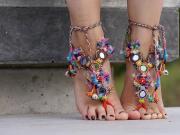 Feet 070 - Showing Tops And Toes Wearing Tribal Anklet