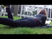 Jeans, thong and bare arse farts in the public park