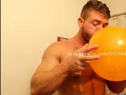 Balloon Fetish - Aiden Blowing Halloween Balloons Video 1