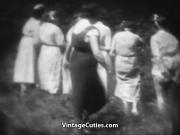 Horny Mademoiselles get Spanked in Woods 1930s Vintage