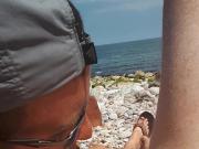 Cruising at the beach, guy sucks my cock in the sun