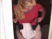 Blonde wife pee and wipe