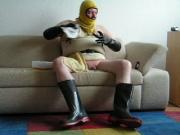 real n stinky rubber welly n piss pig