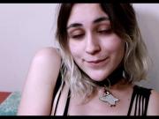 Teen in sexy bodysuit fucks hard on a leash