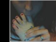 Sexy brunette sucks her toes on chatroulette