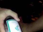 Black amateur gets fucked with a bottle