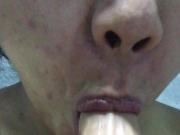 Suck big dildo