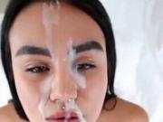 l cum facial brunette