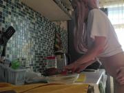 Young stepsister gets unexpected anal fuck in the kitchen