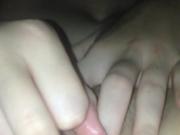 23 yr old rubs clit while being fucked by first dildo