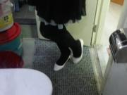White Patent Pumps With Black Pantyhose Teaser 31