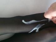 Black Nylon CumShot On My Feet