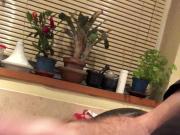 Ball tied wank with sloppy cum