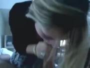 Blonde girl gives pov blowjob and gets her mouth filled