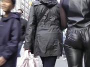 Candid jiggle leather spandex nylon pleather