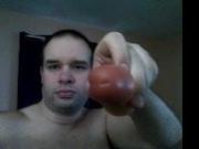 Sucking on a dildo