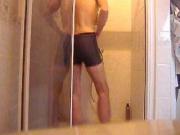 me in shower with lycra undie, part 2