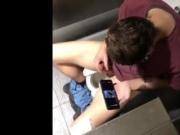 Caught Jerking in Public Toilet