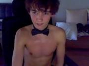 Cute boy wank while wearing a bow tie