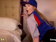 Sex Fiend Sunny Lane Finger Fucks Her Wet Pussy In Cubs Gear