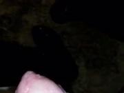 cross dresser in black thigh boots wanking