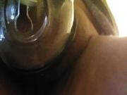 fucking a dildo , sissyclitty locked away