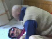 Chinese granny is having fun with grandpa