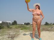 Nude on the beach ball