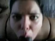 Fat woman sucking big black cock and gets cum in mouth