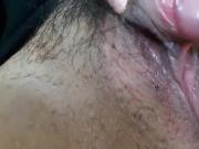 Hairy pussy with MASSIVE clit