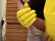 Rubber gloves handjob