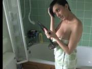 Kim&#039;s boobs slip out of her towel