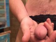 Boy showing off and playing in panties