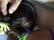 Teen gagging on old mans cock