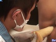 Asian twink prostate checked with big dildo