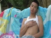 Asian Boy at swimming pool