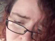On her knees and cumming