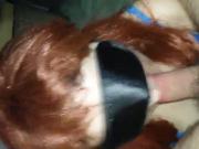 Redhead wife has oral sex with a mask