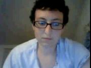 Short hair slut with glasses masturbate on cam