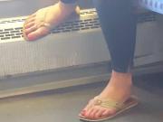 teen feet in train